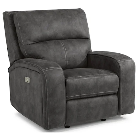 Contemporary Power Recliner with Power Headrest and USB Port