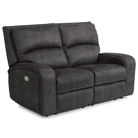 Contemporary Power Reclining Loveseat with Power Headrests and USB Ports