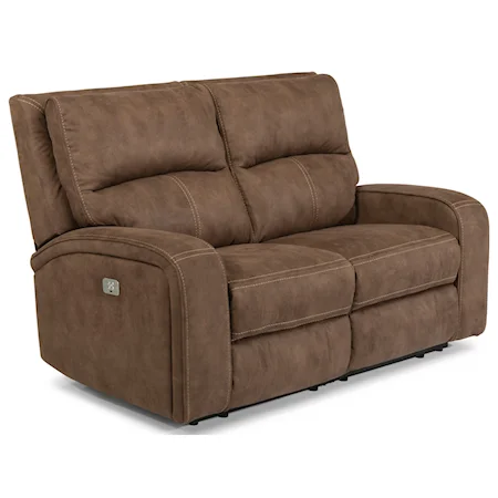 Contemporary Power Reclining Loveseat with Power Headrests and USB Ports