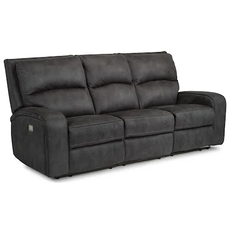 Contemporary Power Reclining Sofa with Power Headrests and USB Ports