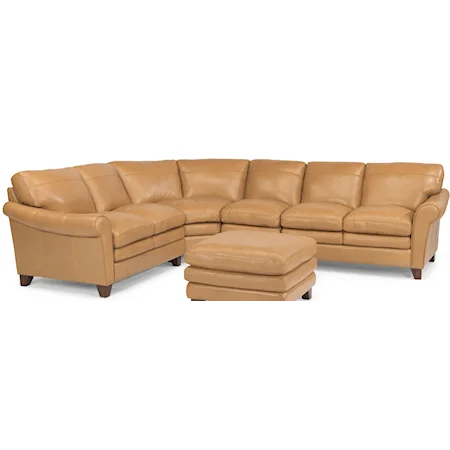 Four Piece Rolled Arm Sectional Sofa with Pillow Topped Cushions