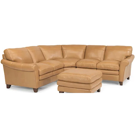 Three Piece Rolled Arm Sectional Sofa with Pillow Topped Cushions