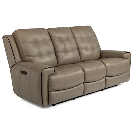 Power Reclining Lay-Flat Sofa with Drop-Down Table and Power Tilt Headrest