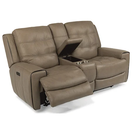 Power Reclining Lay-Flat Loveseat with Storage Console and Power Tilt Headrest