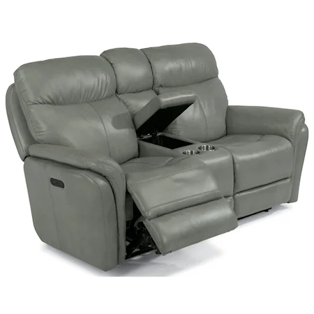 Power Reclining Love Seat with Power Headrest and Console