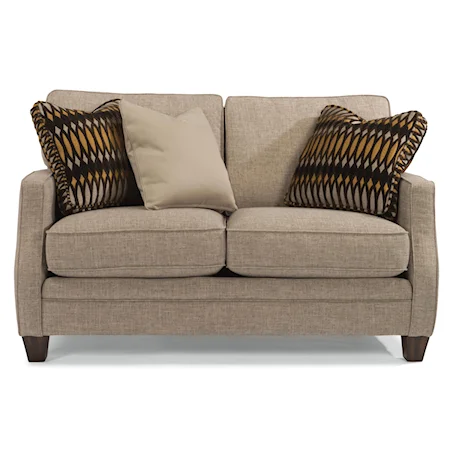 Transitional Loveseat with Scalloped Arms