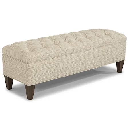 Small Upholstered Bench with Button Tufted Seat