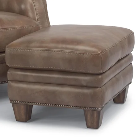 Leather Ottoman with Tapered Feet