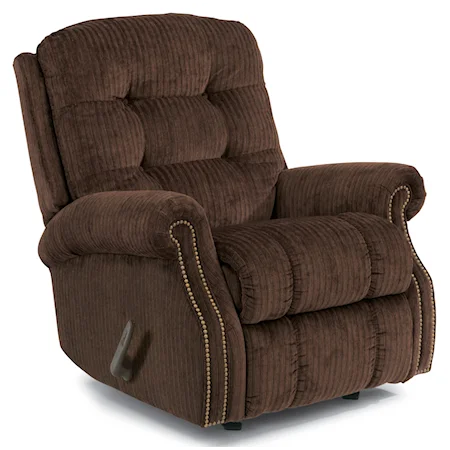 Casual Button Tufted Swivel Glider Recliner (with Nailheads)