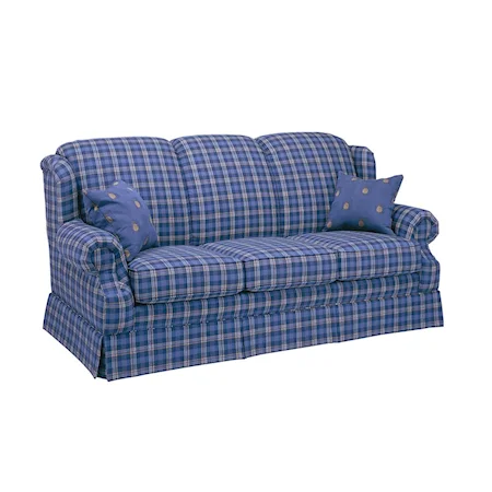 Skirted Sofa w/ Cut Back Rolled Arms