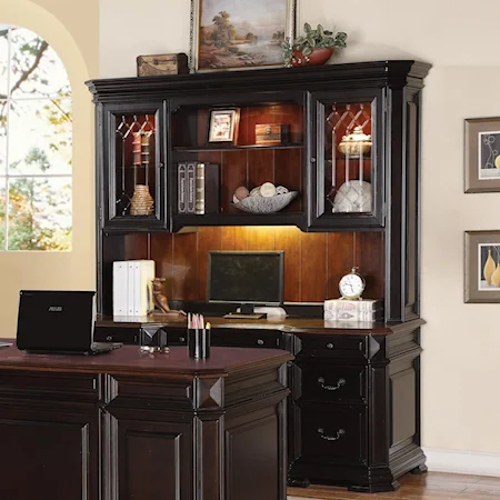 Traditional Desk and Hutch with Two Locking Doors