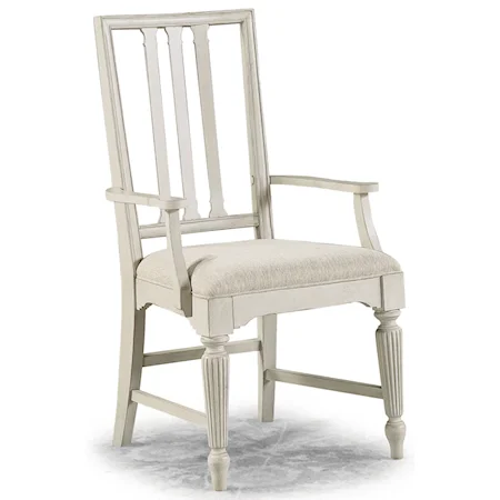 Cottage Upholstered Arm Dining Chair