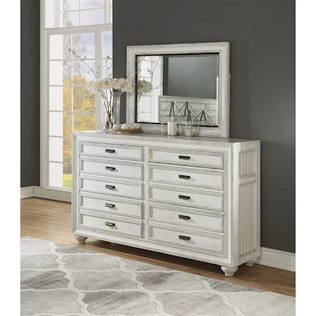 Cottage Dresser and Mirror Set with Felt-Lined Drawers