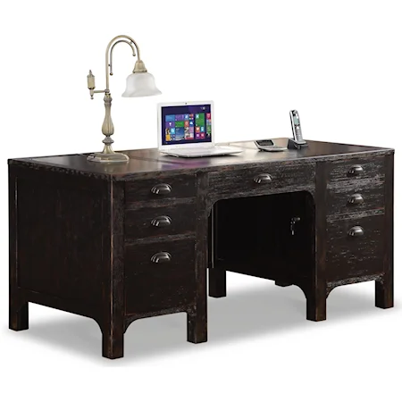 Rustic Executive Desk with Built-In Power