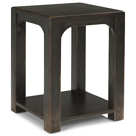 Rustic Chairside Table with Rub-Through Finish