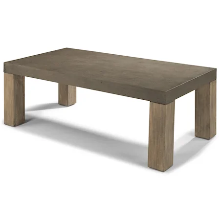 Contemporary Rectangular Cocktail Table with Concrete Tabletop