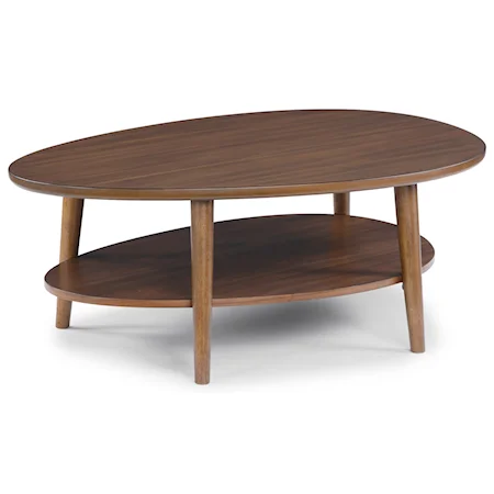 Mid-Century Modern Oval Cocktail Table with Shelf