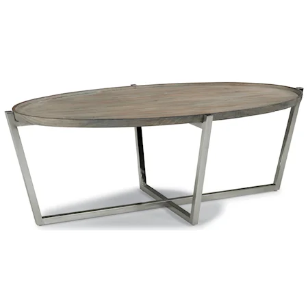 Contemporary Oval Cocktail Table with Stainless Steel Base