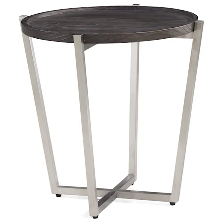 Contemporary Round Lamp Table with Stainless Steel Base