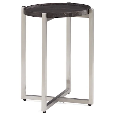 Contemporary Chairside Table with Stainless Steel Base