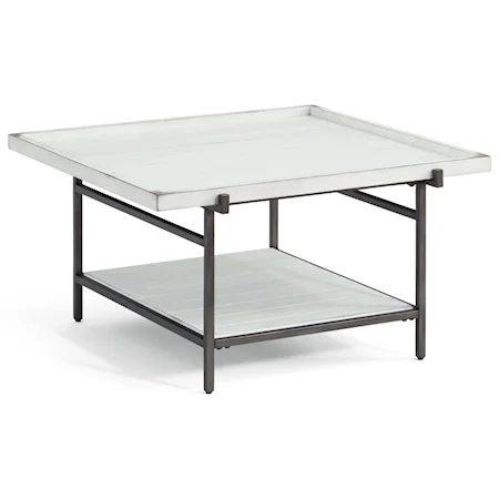 Contemporary Square Cocktail Table with Shelf