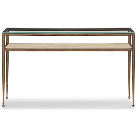 Transitional Sofa Table with Glass Top