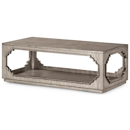 Transitional Rectangular Cocktail Table with Casters