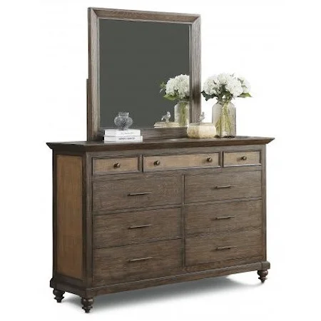 Traditional Dresser and Mirror Set