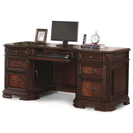 Traditional Executive Credenza with Built-In Power