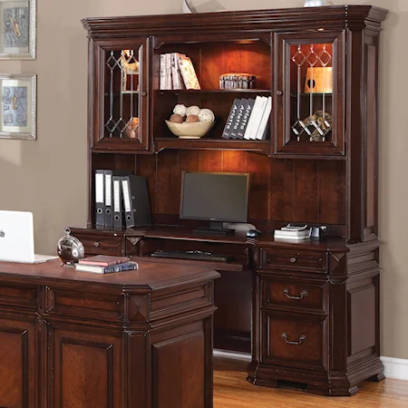 Traditional Desk and Hutch with Two Locking Doors
