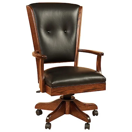 Customizable Solid Wood Swivel Desk Chair with Adjustable Seat Height