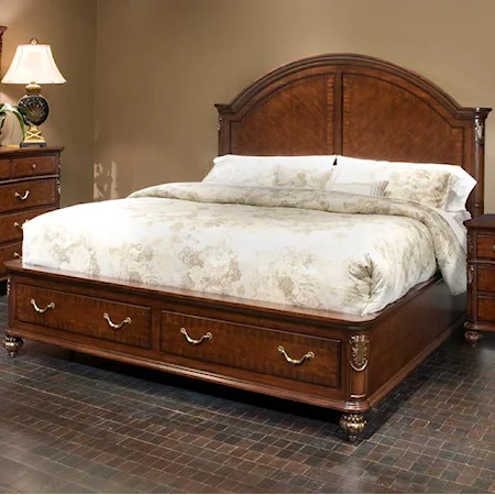 Traditional Queen Low Profile Storage Bed