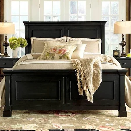 King Panel Bed with Simple Molding on Headboard and Footboard