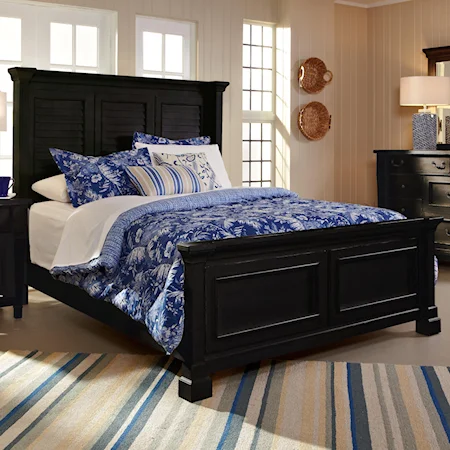 Queen Bed with Shutter Headboard and Panel Footboard