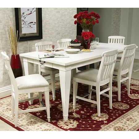 7 Piece Counter Height Dining Table Set with Counter Height Stools