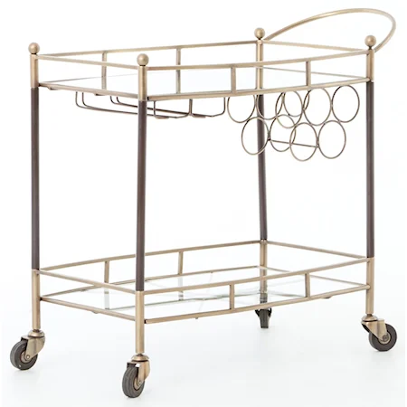 Coles Bar Cart Finished in Antique Brass