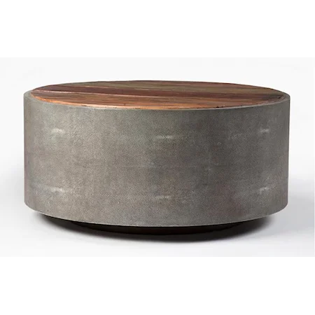 Contemporary Round Coffee Table w/ Metal Frame