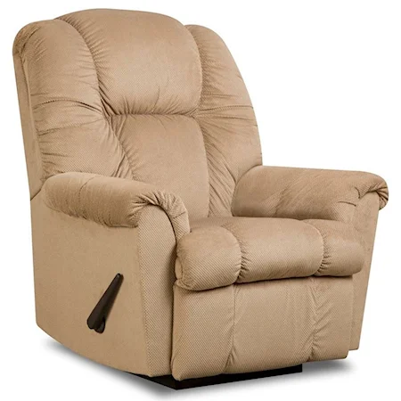 Casual Rocker Recliner with Pillow Arms