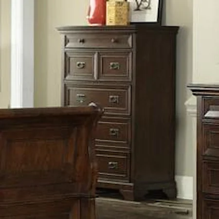 Transitional Antique Brass Hardware Chest of Drawers