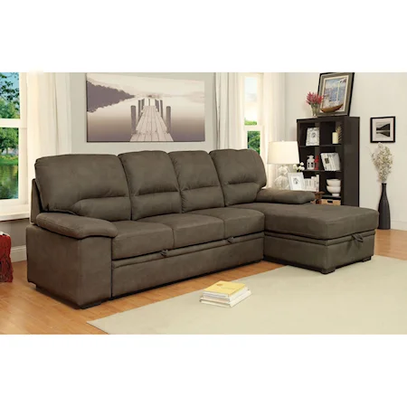 4 Seat Sectional Sofa with Sleeper and Hidden Storage