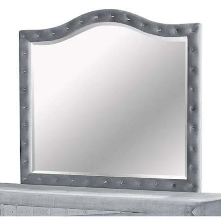 Transitional Dresser Mirror with Upholstered Frame