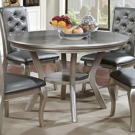 Transitional Round Dining Table with Open Bottom Shelf