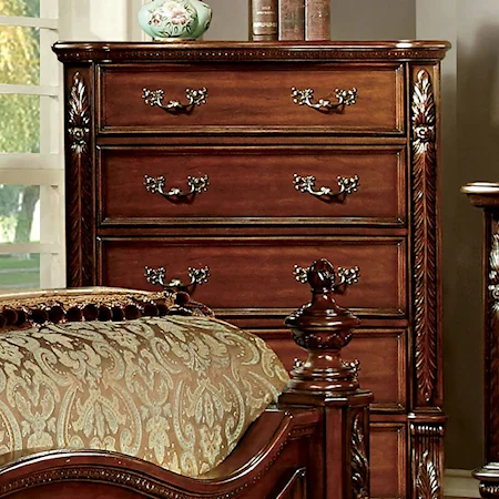 Traditional Chest of 5 Drawers with Felt-Lined Top Drawer