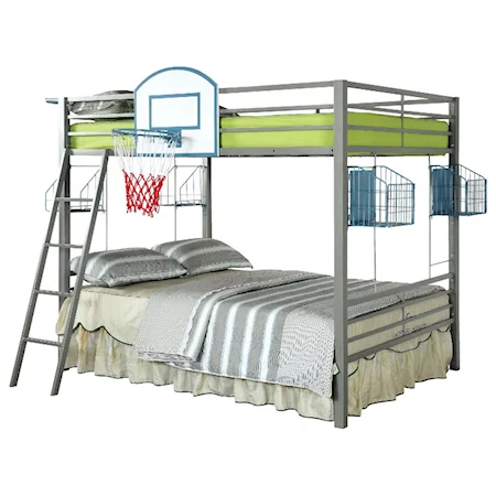 Metal Full/Full Bunk Bed, Basketball