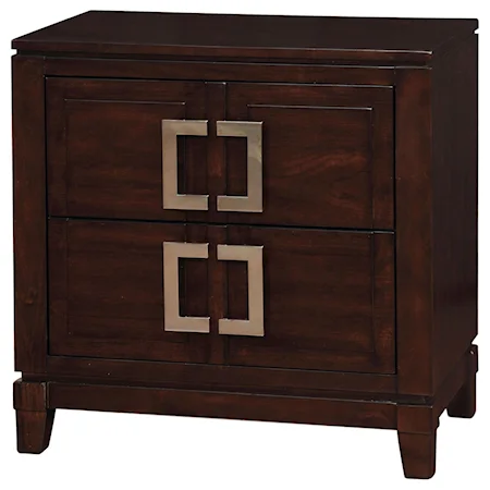 Glam 2-Drawer Nightstand with Metallic Accentuated Hardware
