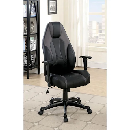 Contemporary Office Chair with Casters and Adjustable Armrests