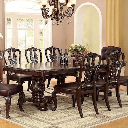 Traditional Dining Table with 2 Leaves