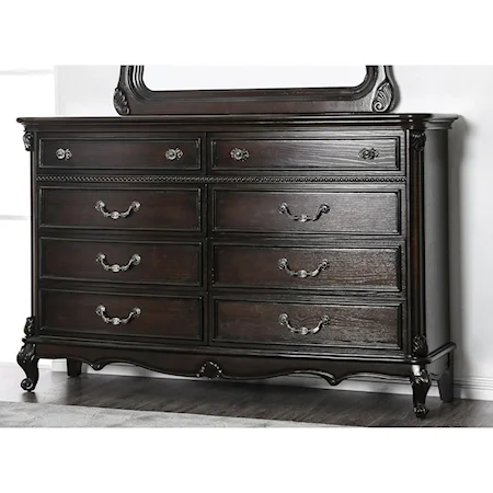 Traditional 8-Drawer Dresser with Felt-Lined Top Drawers