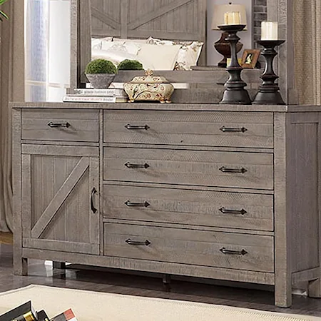 Transitional 5-Drawer Dresser with Interior Shelving and Felt-Lined Top Drawers