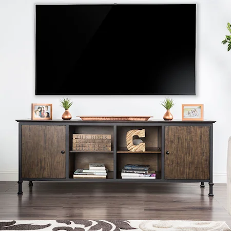 72" TV Stand with Metal Frame and Rear Wiring Access
